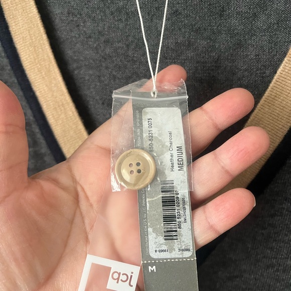 jcp Wool Blend Cardigan Sweater Button Front V-Neck Lightweight Spring Blue Med - Picture 3 of 5